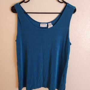 Chico's Travelers Blue Sleeveless Slinky Tank Top Size 16